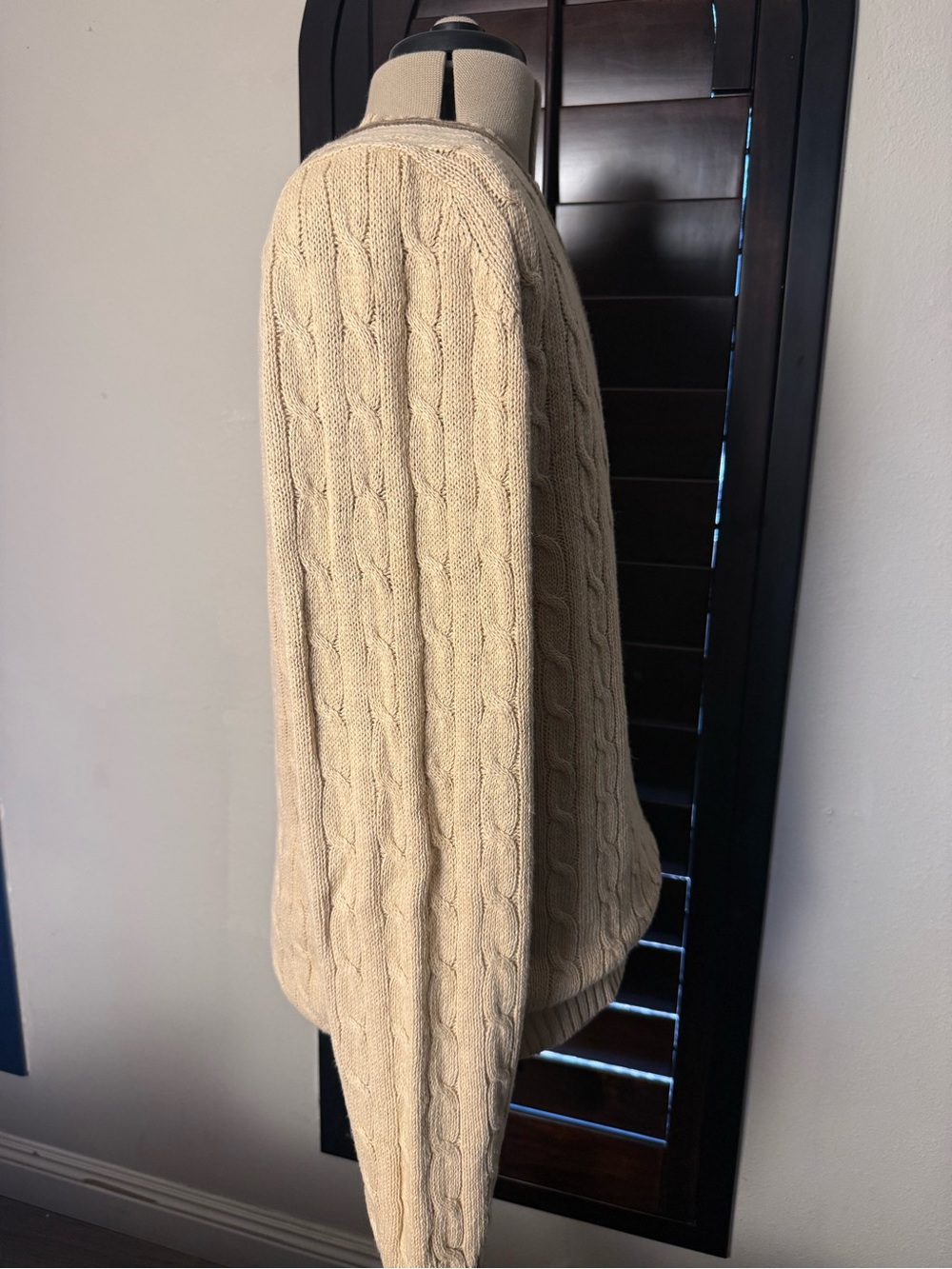 Brooks Brothers 346 Men's XL Beige Linen Cotton Cable Knit Cricket Sweater - Picture 2 of 9